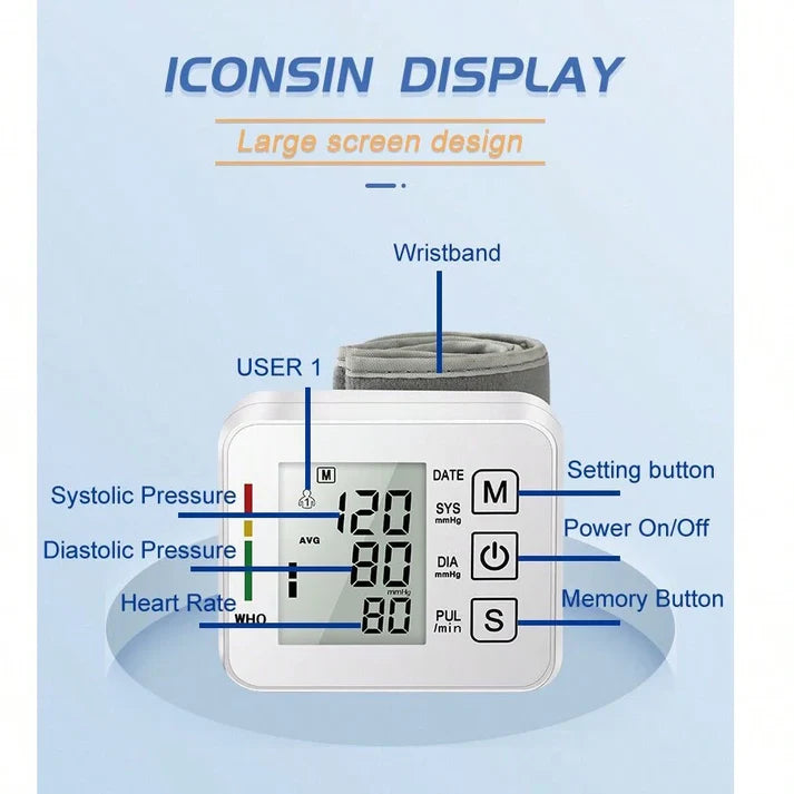 🎉Save Big – 50% OFF🎉Digital Wrist Blood Pressure Monitor Adjustable Cuff